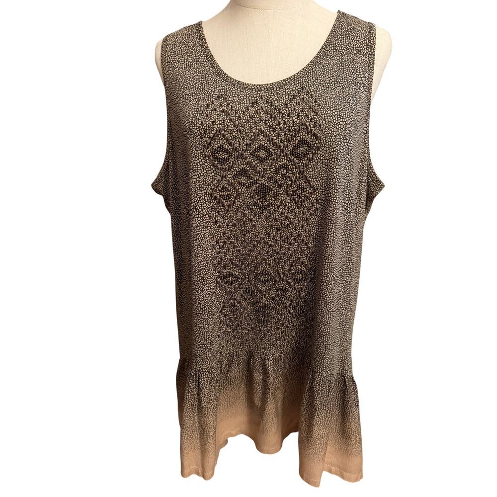 LOGO Lavish Beaded Sleeveless Peplum Top Size XL